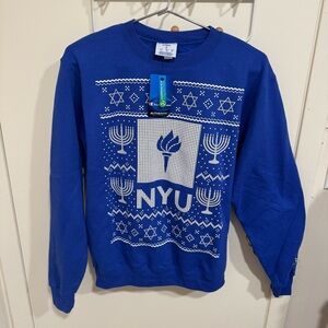 Champion Blue Crewneck Sweater NYU New York University Jewish Men’s Size Small